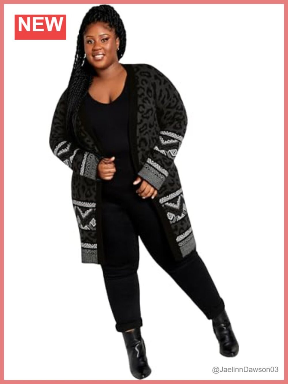 Plus Size Animal Print Coatigan Open Front Cardigan Sweater